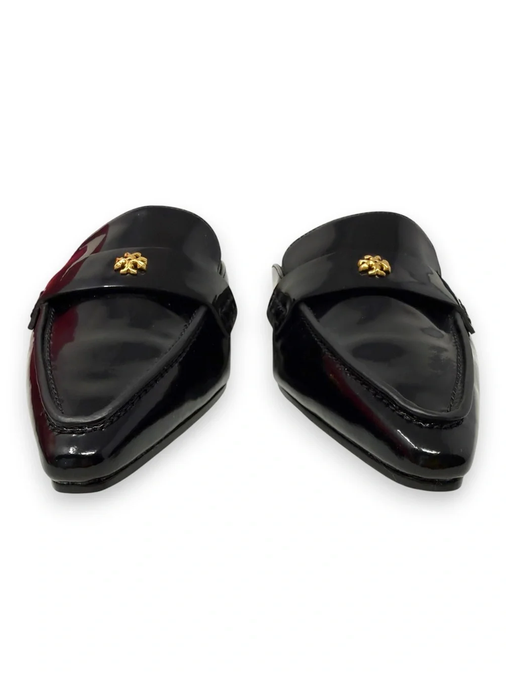 NWT Tory Burch Pointed Backless Loafers Perfect Black Patent Leather 7.5 Women’s